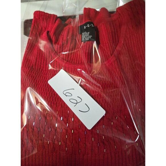 Rqt Womens Sleeveless Ribbed Knit Tank Top Large L Nylon & Rayon Blend Red - Picture 7 of 7